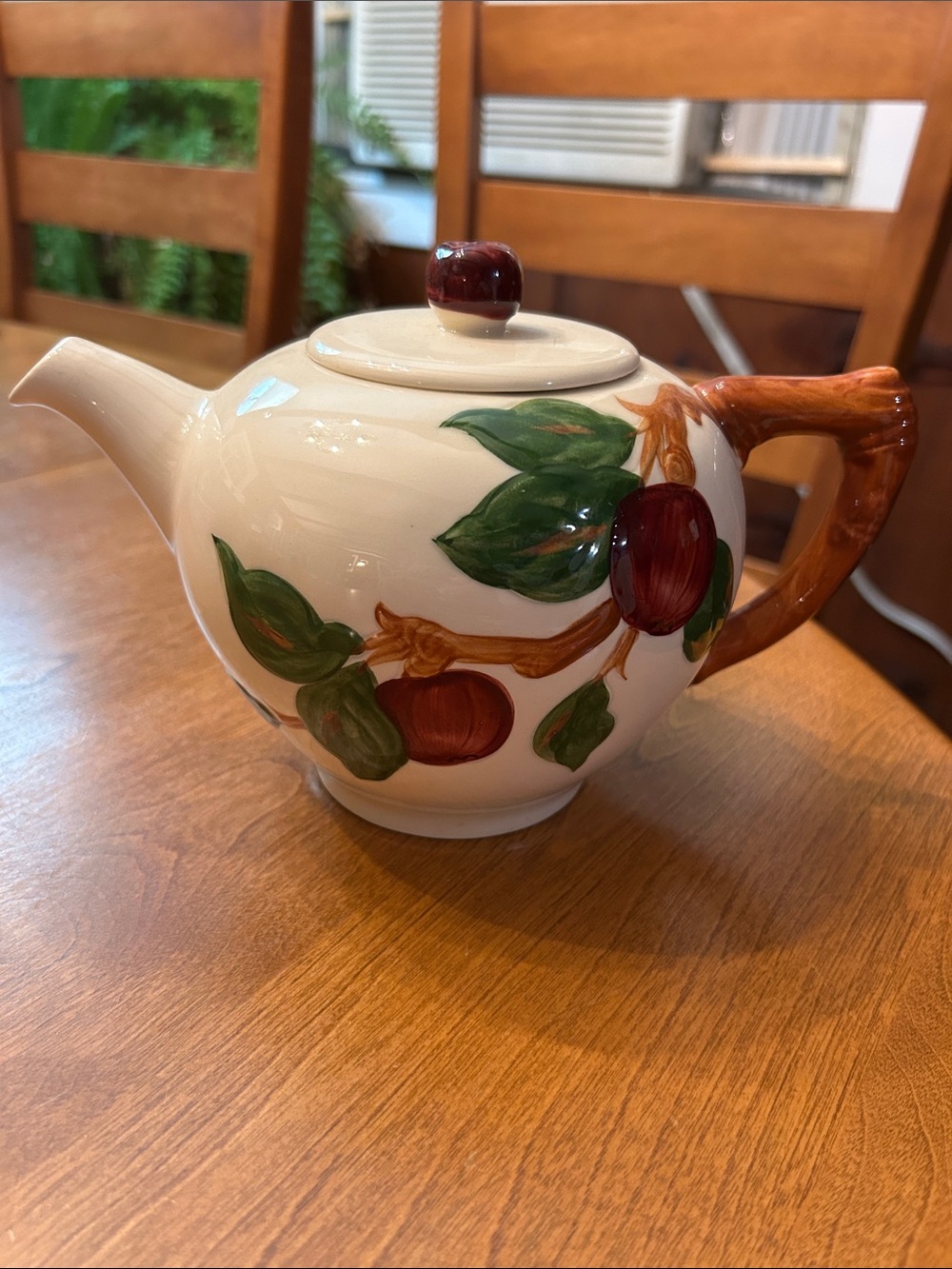 Franciscan Appleware Hand-Painted White Ceramic Teapot with Red Apple Motif